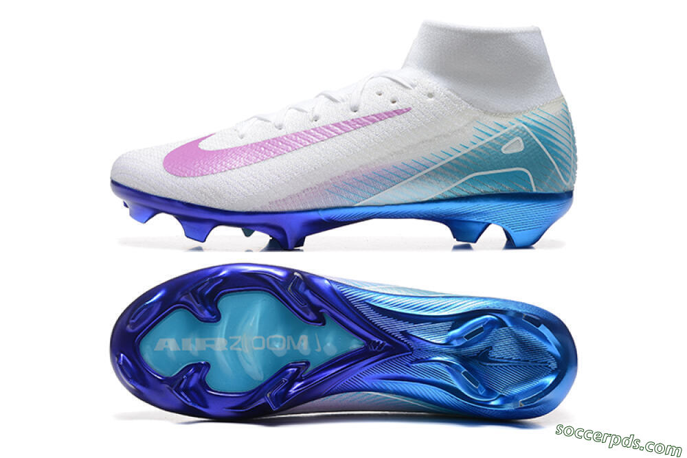 Nike Air Zoom Mercurial Superfly 10 Elite FG High-Tops Football Boots - White/Purple/Blue 0