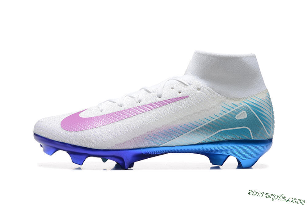 Nike Air Zoom Mercurial Superfly 10 Elite FG High-Tops Football Boots - White/Purple/Blue 2