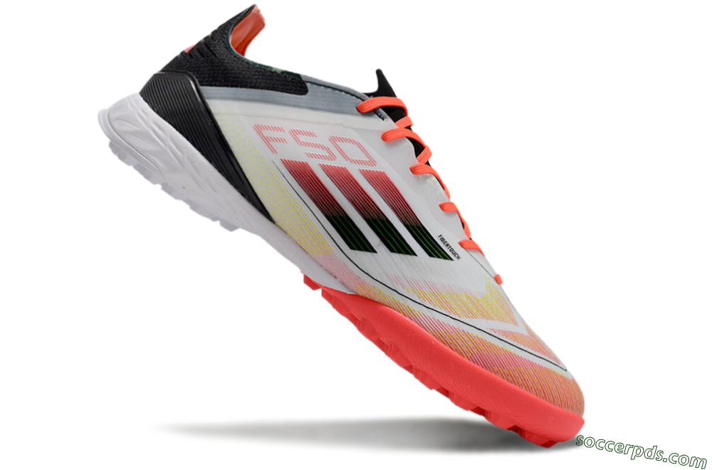 Adidas F50 Elite TF Low-Tops Football Shoes - White/Red/Yellow 4