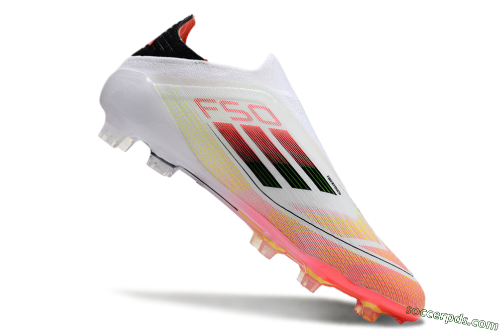 Adidas F50 Elite Laceless FG Low-Tops Football Boots - White/Red/Yellow 4