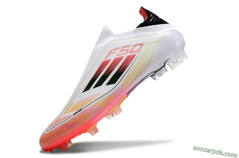 Adidas F50 Elite Laceless FG Low-Tops Football Boots - White/Red/Yellow 5