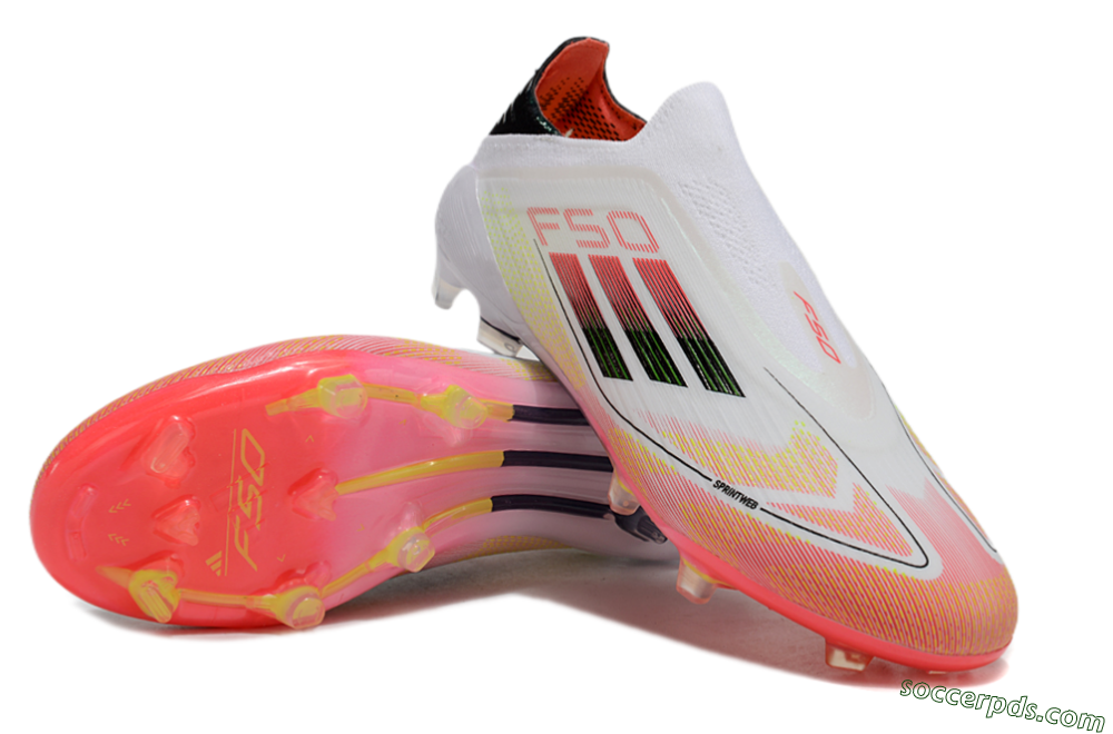 Adidas F50 Elite Laceless FG Low-Tops Football Boots - White/Red/Yellow 3