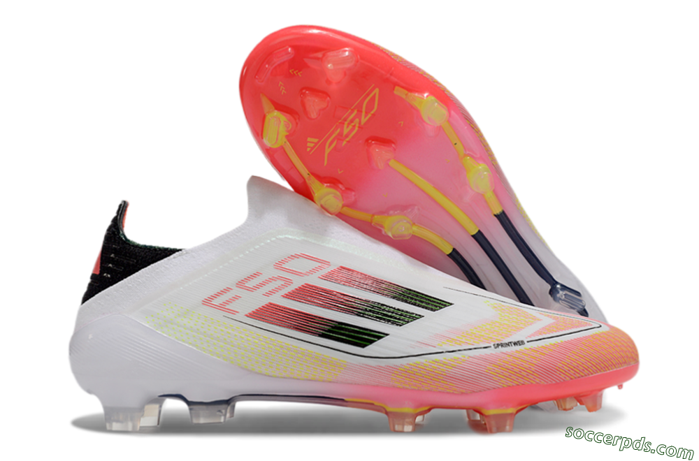 Adidas F50 Elite Laceless FG Low-Tops Football Boots - White/Red/Yellow 1