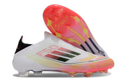 Adidas F50 Elite Laceless FG Low-Tops Football Boots - White/Red/Yellow