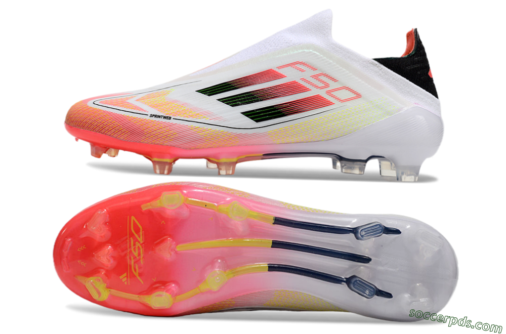 Adidas F50 Elite Laceless FG Low-Tops Football Boots - White/Red/Yellow 0