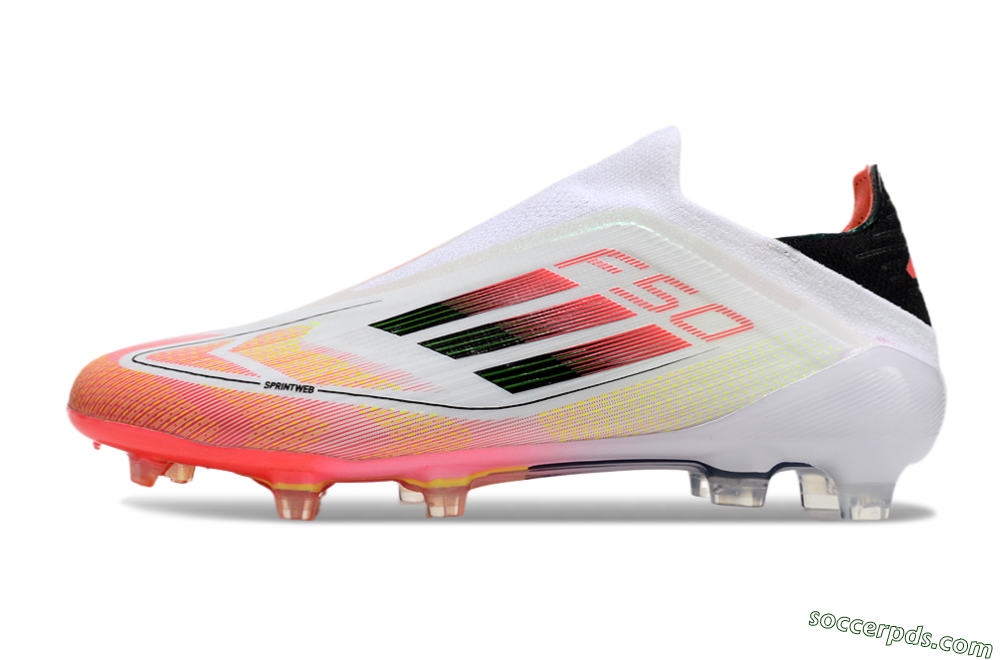 Adidas F50 Elite Laceless FG Low-Tops Football Boots - White/Red/Yellow 2