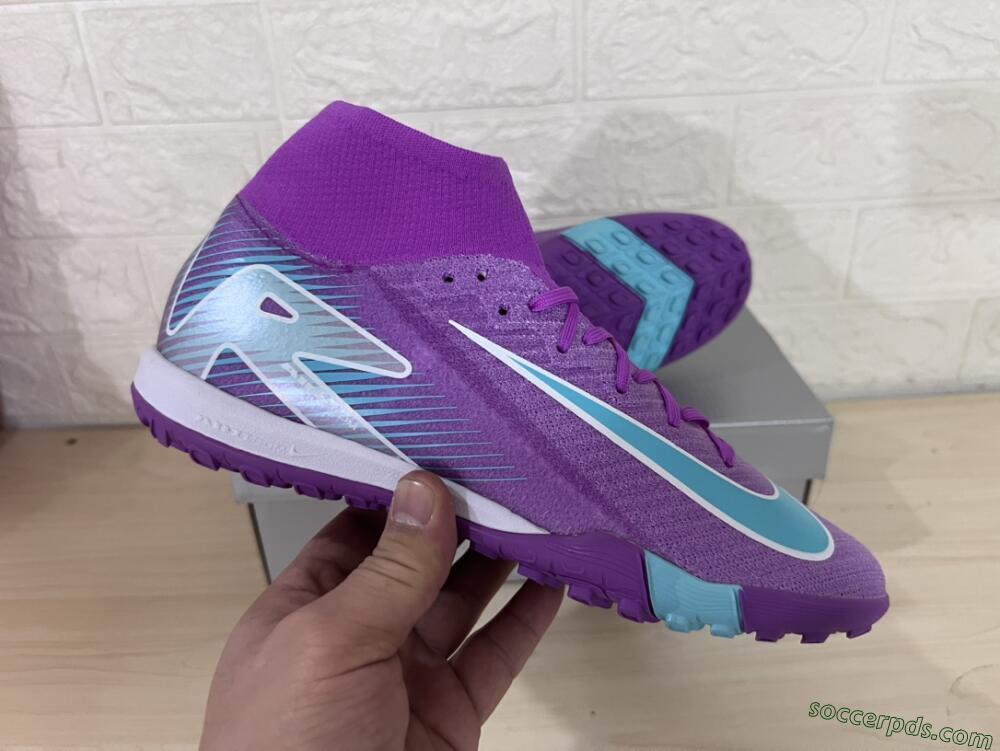 Nike Air Zoom Mercurial Superfly 10 Elite TF High-Tops Football Shoes - Purple/Jade/White