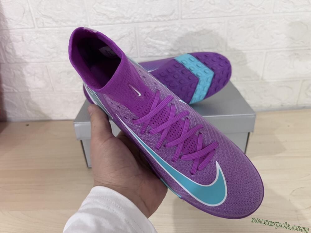 Nike Air Zoom Mercurial Superfly 10 Elite TF High-Tops Football Shoes - Purple/Jade/White