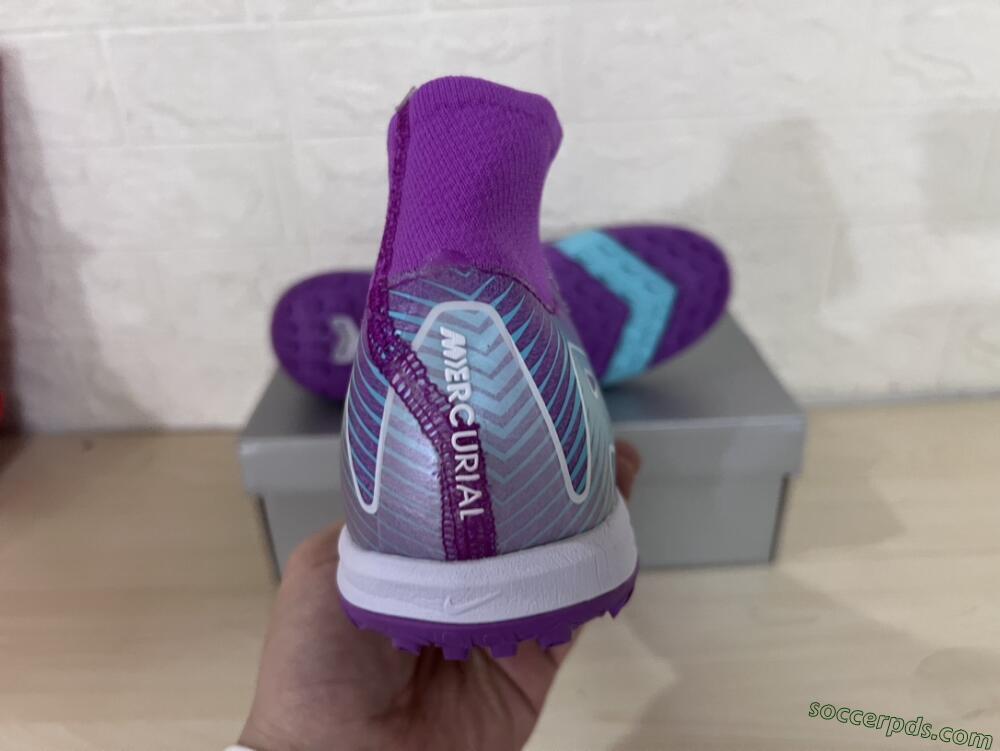Nike Air Zoom Mercurial Superfly 10 Elite TF High-Tops Football Shoes - Purple/Jade/White