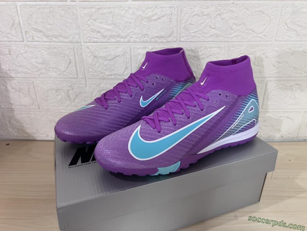 Nike Air Zoom Mercurial Superfly 10 Elite TF High-Tops Football Shoes - Purple/Jade/White
