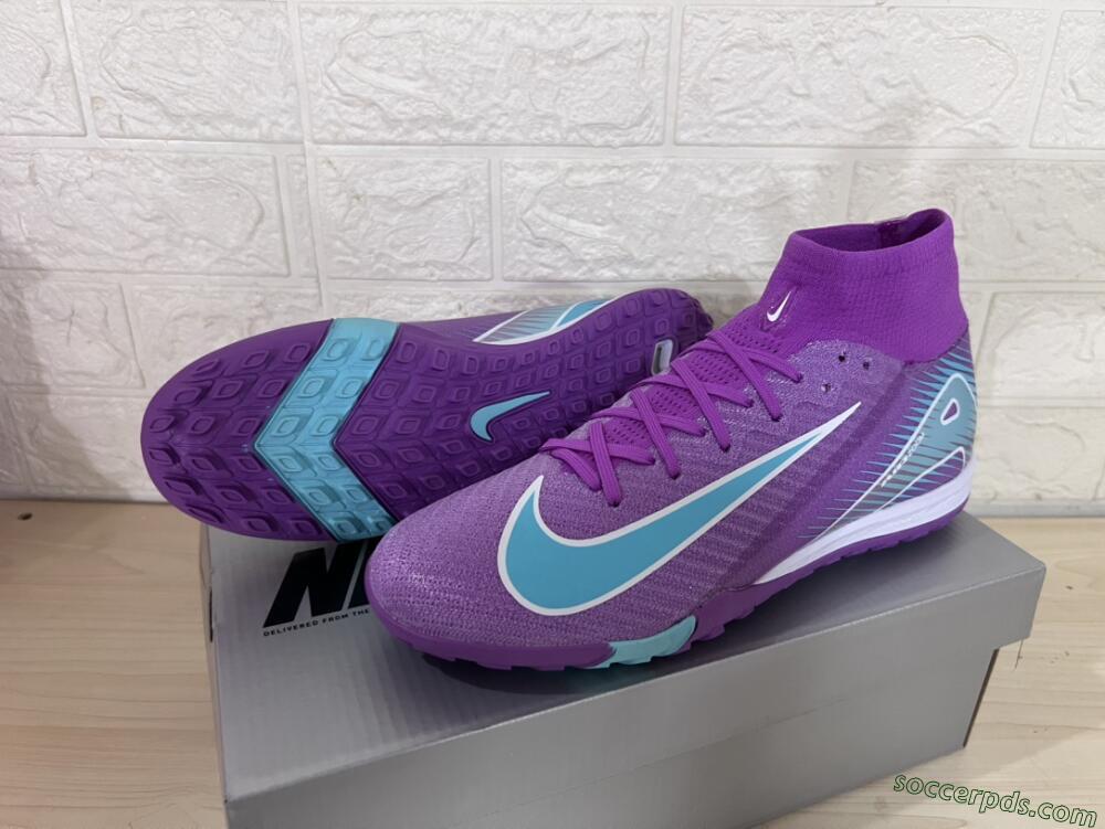 Nike Air Zoom Mercurial Superfly 10 Elite TF High-Tops Football Shoes - Purple/Jade/White