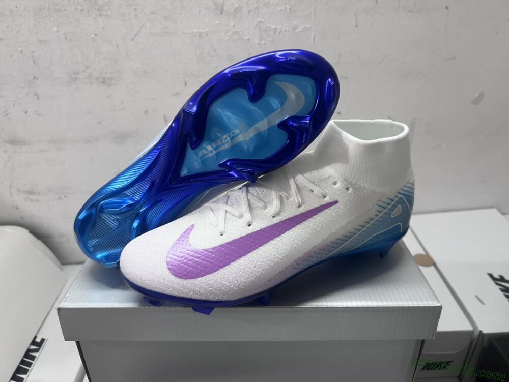 Nike Air Zoom Mercurial Superfly 10 Elite FG High-Tops Football Boots - White/Purple/Blue