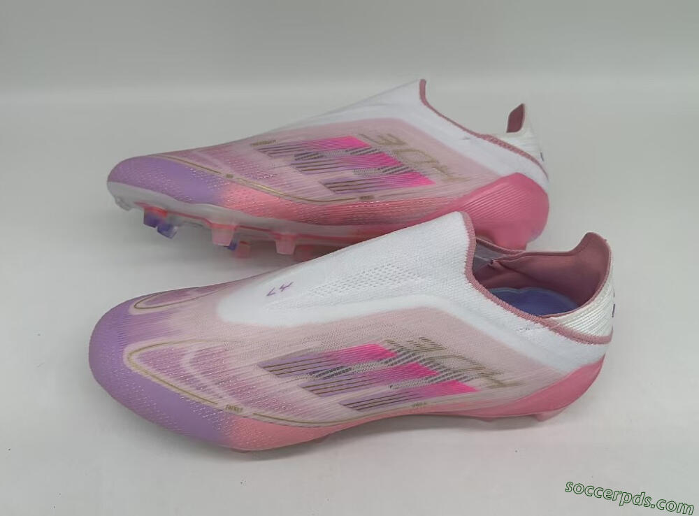 Adidas F50 Elite Laceless FG Low-Tops Football Boots - White/Pink/Gold