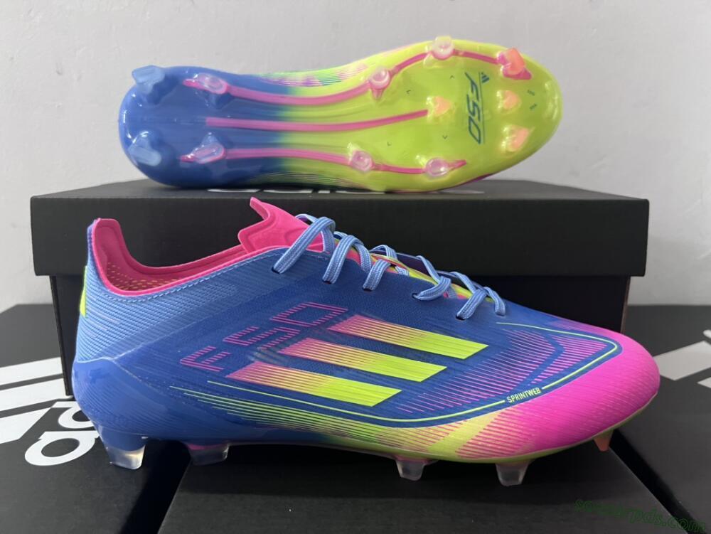Adidas F50 Elite TF Low-Tops Football Shoes - Blue/Pink/Yellow
