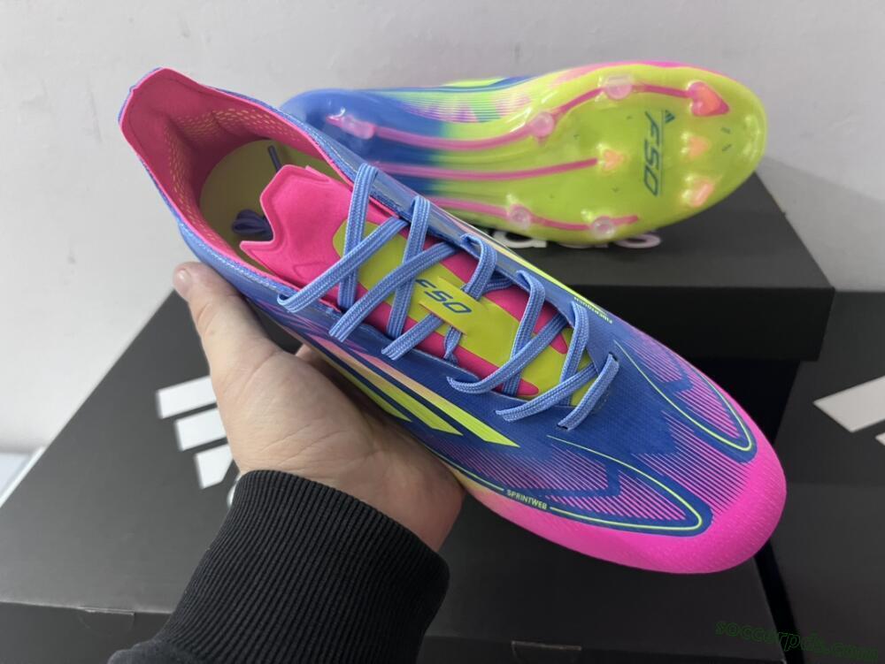 Adidas F50 Elite TF Low-Tops Football Shoes - Blue/Pink/Yellow
