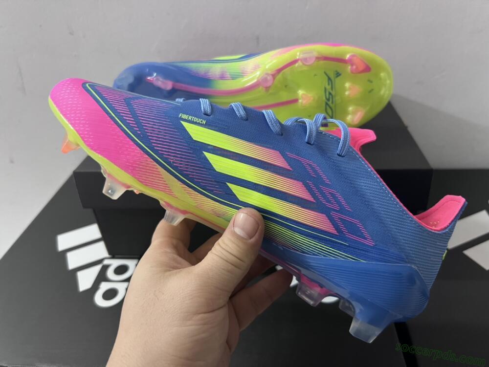 Adidas F50 Elite TF Low-Tops Football Shoes - Blue/Pink/Yellow
