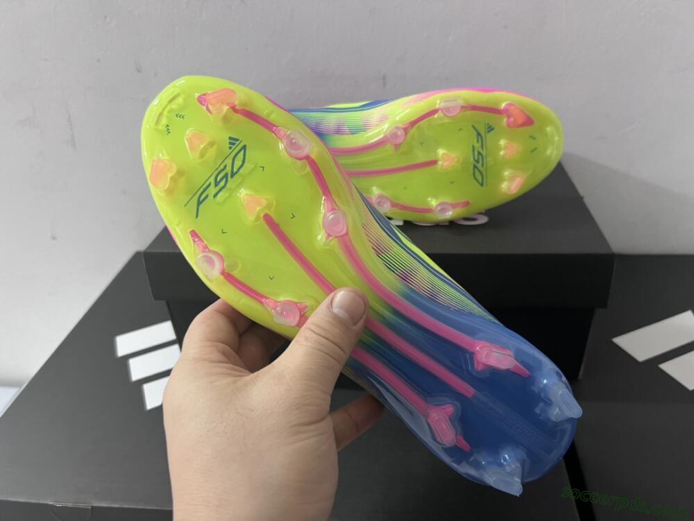 Adidas F50 Elite TF Low-Tops Football Shoes - Blue/Pink/Yellow