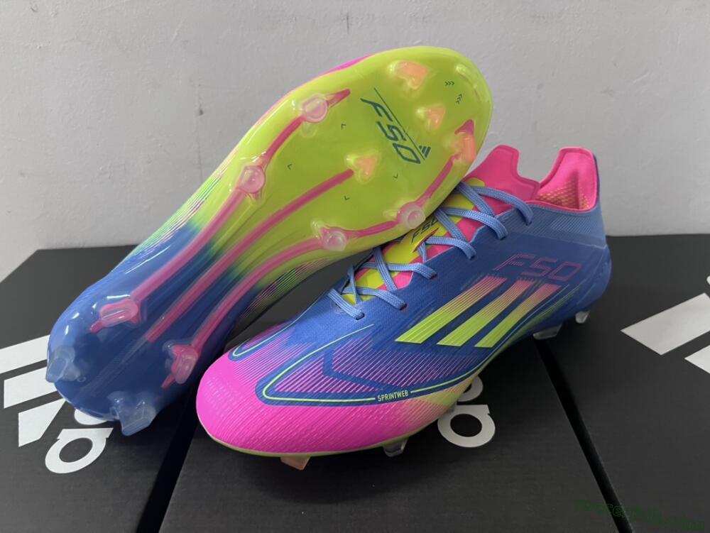 Adidas F50 Elite TF Low-Tops Football Shoes - Blue/Pink/Yellow