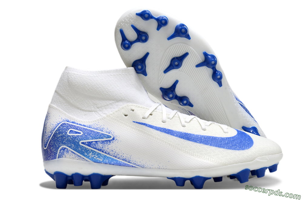 Nike Air Zoom Mercurial Superfly 10 Elite AG High-Tops Football Boots - Beige/White/Blue 1