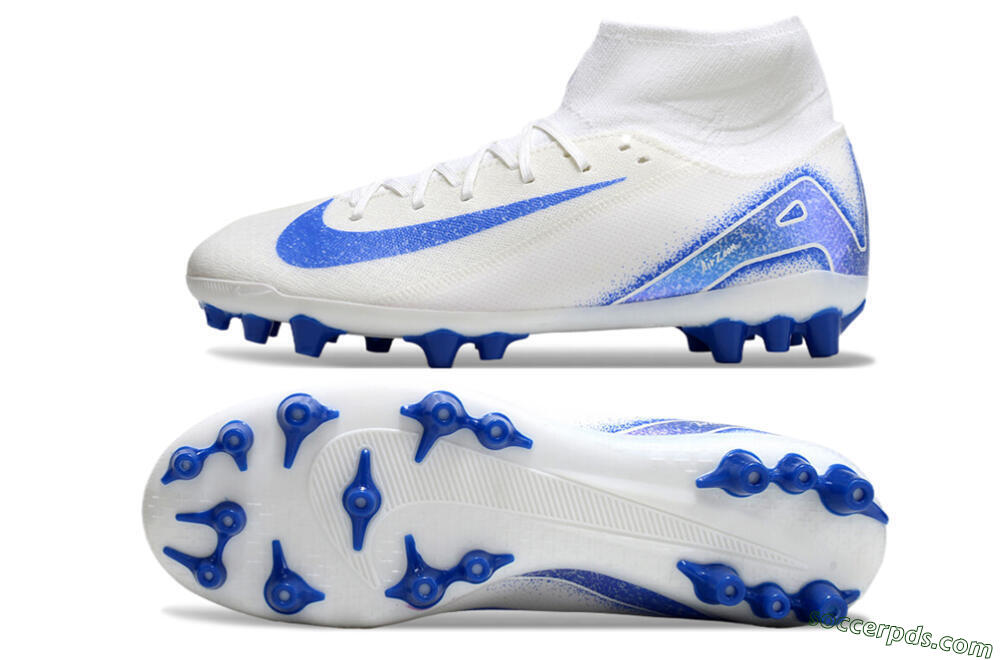 Nike Air Zoom Mercurial Superfly 10 Elite AG High-Tops Football Boots - Beige/White/Blue 0