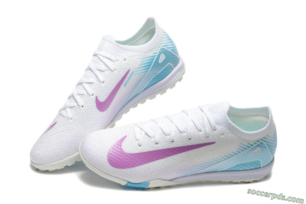 Nike Air Zoom Mercurial Vapor 16 Elite TF Low-Tops Football Shoes - White/Purple/Blue 6