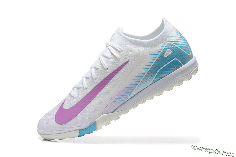 Nike Air Zoom Mercurial Vapor 16 Elite TF Low-Tops Football Shoes - White/Purple/Blue 8