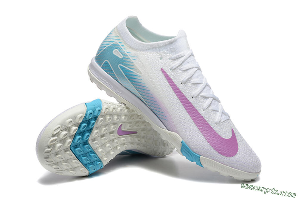Nike Air Zoom Mercurial Vapor 16 Elite TF Low-Tops Football Shoes - White/Purple/Blue 4