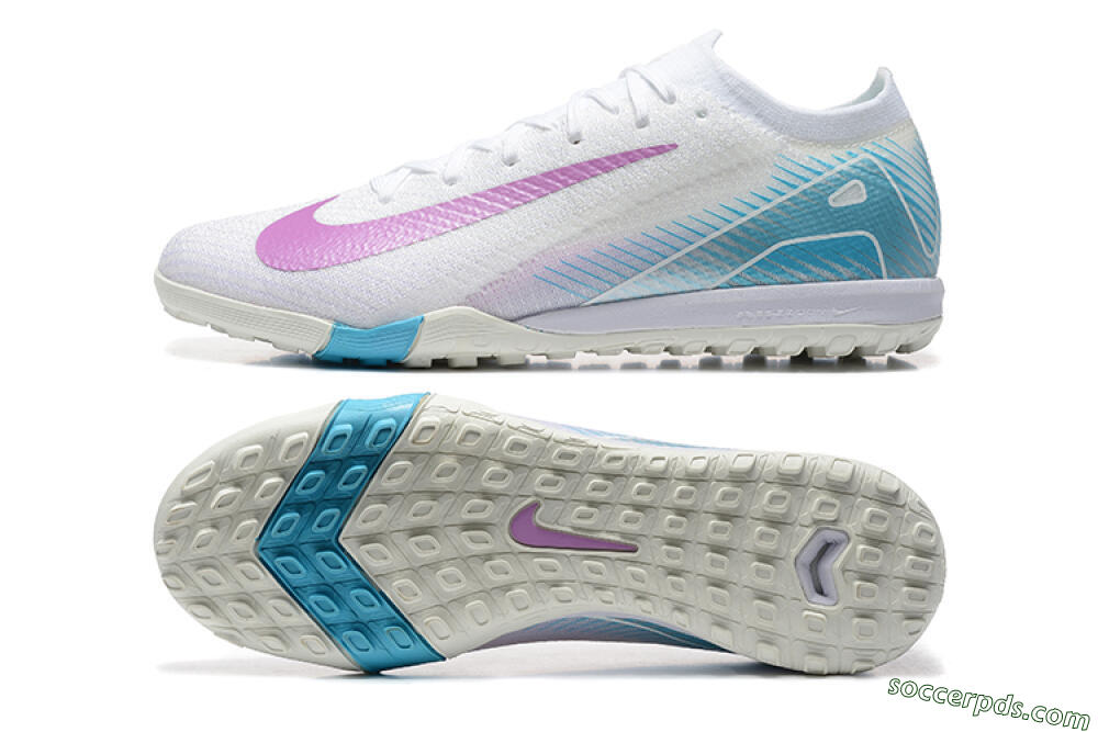 Nike Air Zoom Mercurial Vapor 16 Elite TF Low-Tops Football Shoes - White/Purple/Blue 0