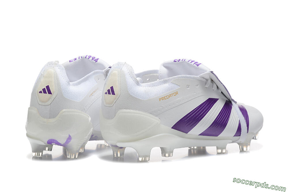 Adidas Predator Accuracy Elite Foldover Tongue FG Low-Tops Football Boots - White/Purple/Gold 9