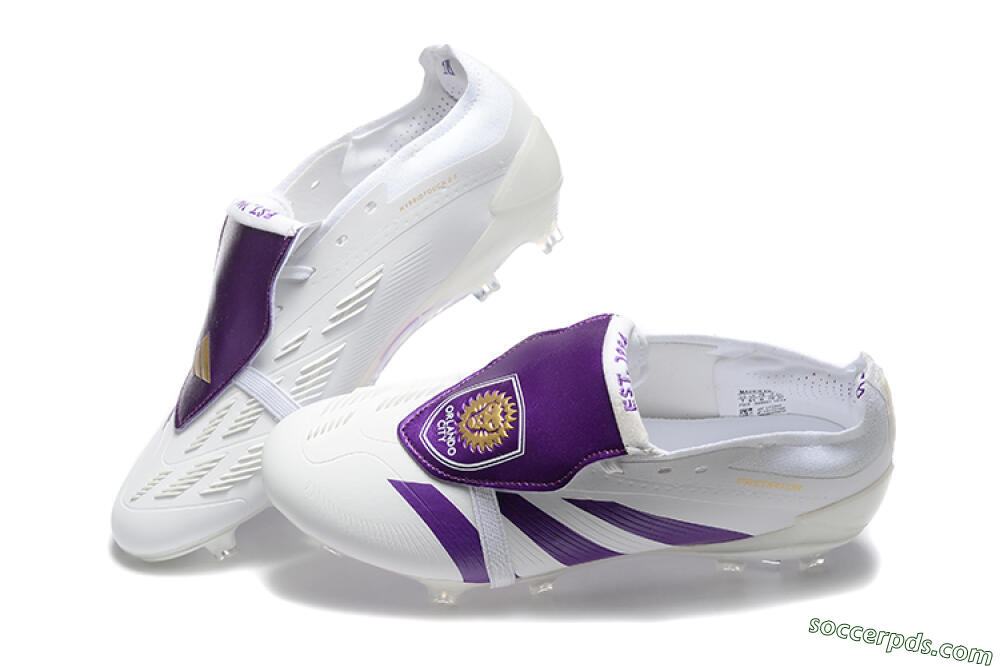 Adidas Predator Accuracy Elite Foldover Tongue FG Low-Tops Football Boots - White/Purple/Gold 6
