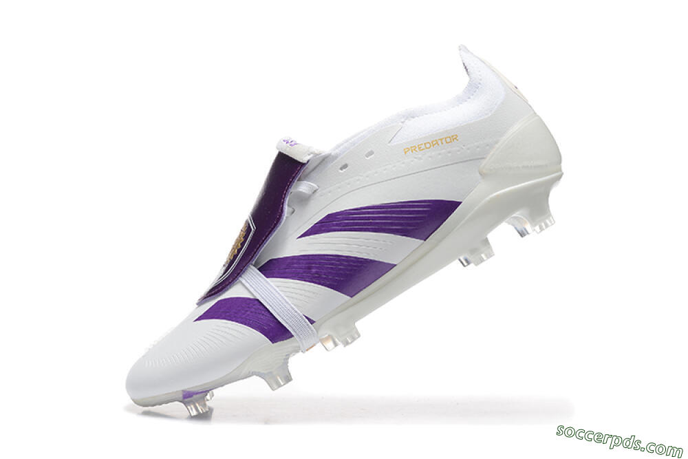 Adidas Predator Accuracy Elite Foldover Tongue FG Low-Tops Football Boots - White/Purple/Gold 8