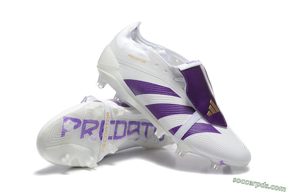 Adidas Predator Accuracy Elite Foldover Tongue FG Low-Tops Football Boots - White/Purple/Gold 4