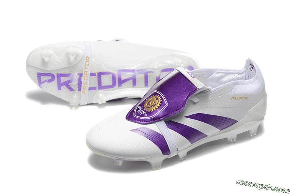 Adidas Predator Accuracy Elite Foldover Tongue FG Low-Tops Football Boots - White/Purple/Gold 3