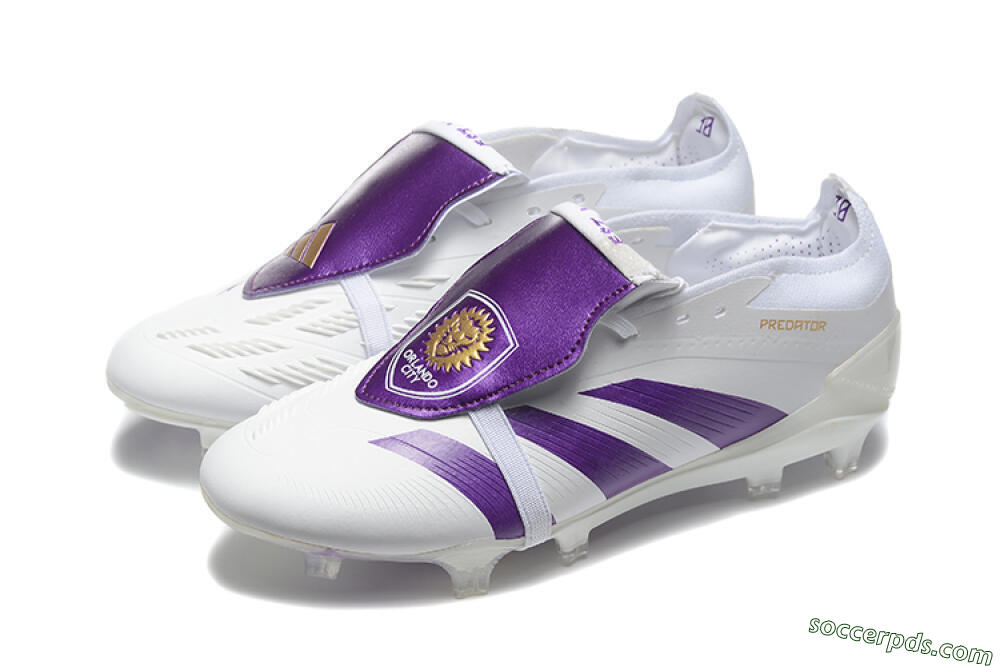 Adidas Predator Accuracy Elite Foldover Tongue FG Low-Tops Football Boots - White/Purple/Gold 5