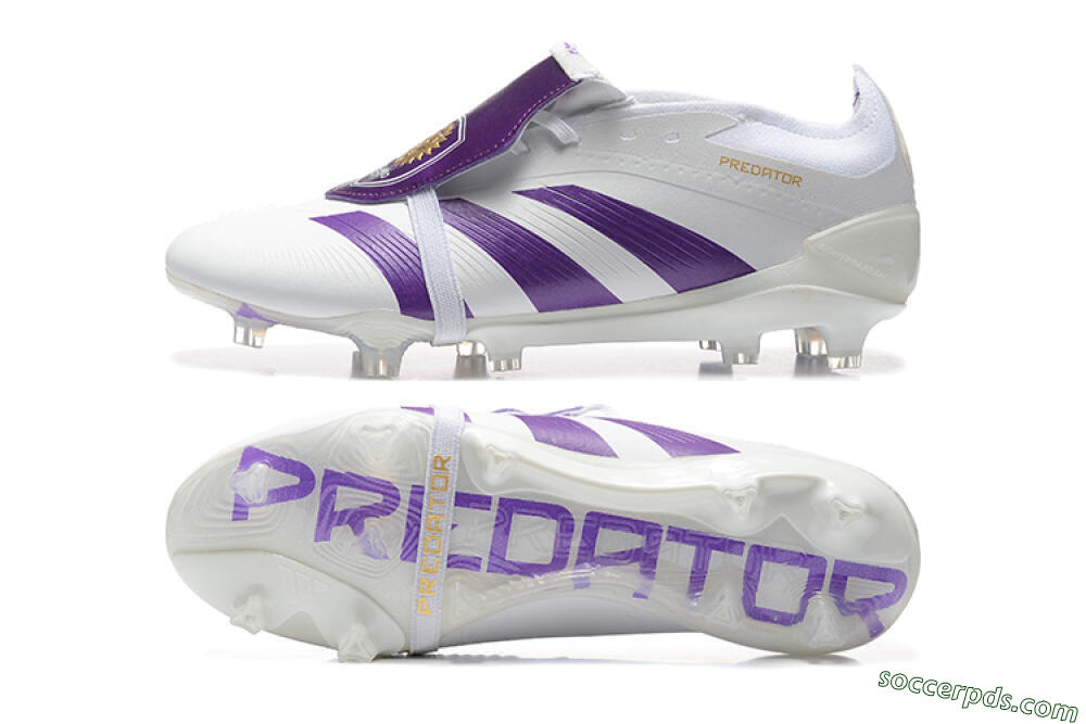 Adidas Predator Accuracy Elite Foldover Tongue FG Low-Tops Football Boots - White/Purple/Gold 0