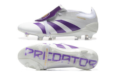Adidas Predator Accuracy Elite Foldover Tongue FG Low-Tops Football Boots - White/Purple/Gold