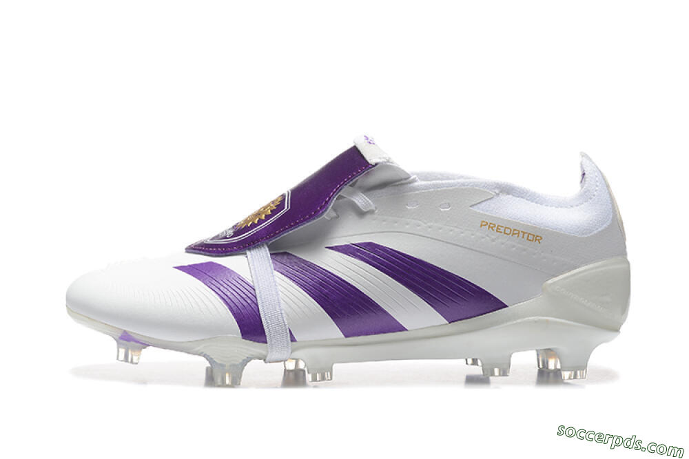 Adidas Predator Accuracy Elite Foldover Tongue FG Low-Tops Football Boots - White/Purple/Gold 2