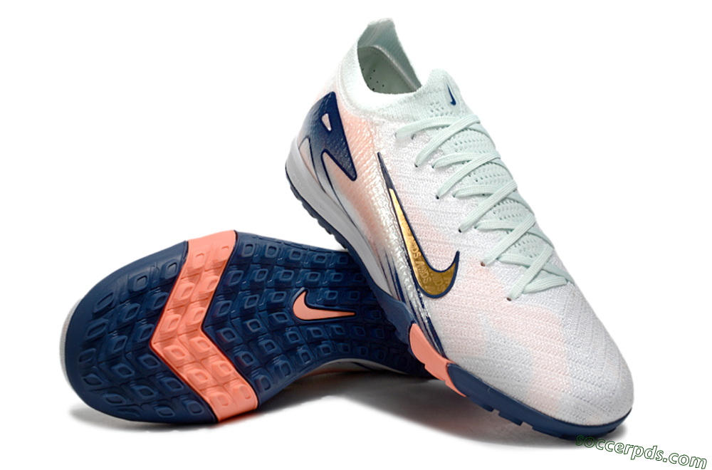 Nike Air Zoom Mercurial Vapor 16 Elite TF Low-Tops Football Shoes - Jade/Gold/Blue 4