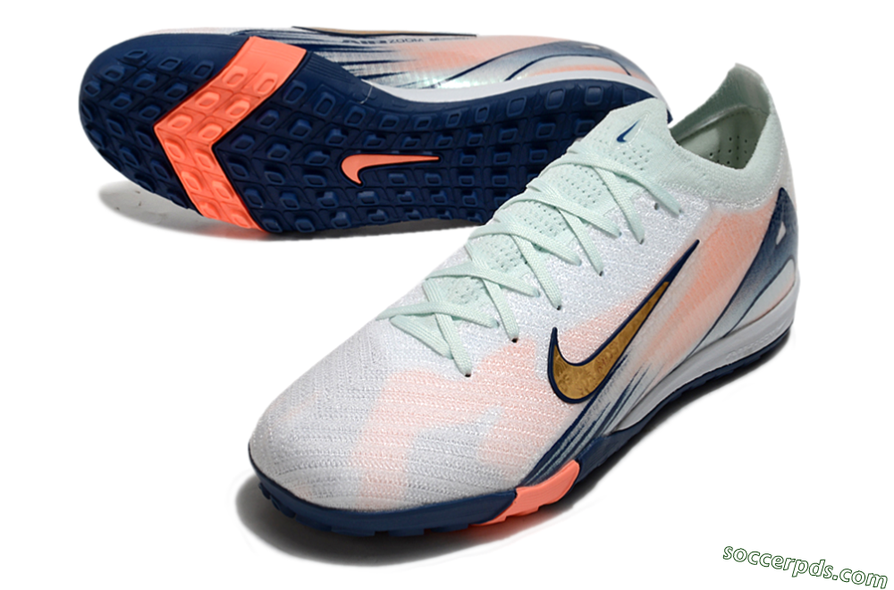 Nike Air Zoom Mercurial Vapor 16 Elite TF Low-Tops Football Shoes - Jade/Gold/Blue 3