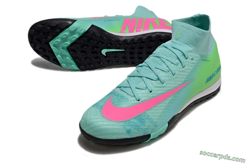 Nike Air Zoom Mercurial Superfly 10 Elite TF High-Tops Football Shoes - Jade/Pink/Black 3