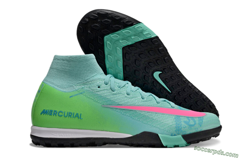 Nike Air Zoom Mercurial Superfly 10 Elite TF High-Tops Football Shoes - Jade/Pink/Black 1