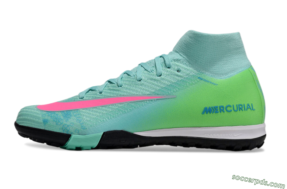 Nike Air Zoom Mercurial Superfly 10 Elite TF High-Tops Football Shoes - Jade/Pink/Black 2