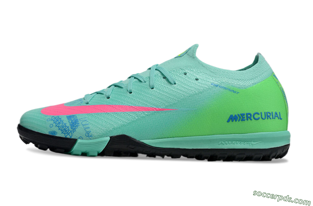 Nike Air Zoom Mercurial Vapor 16 Elite TF Low-Tops Football Shoes - Jade/Pink/Blue 2