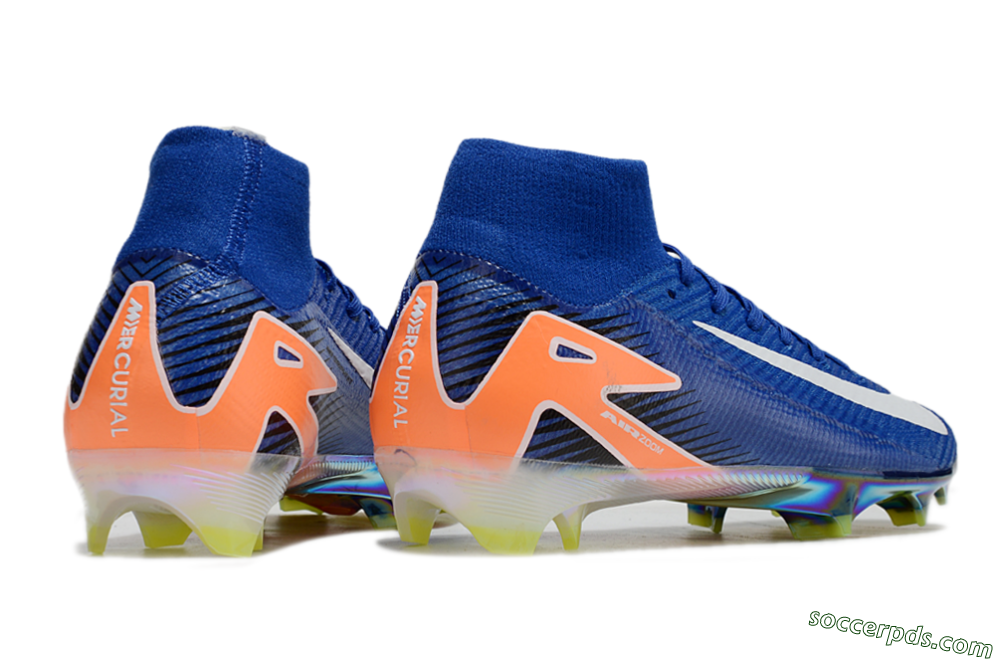 Nike Air Zoom Mercurial Superfly 10 Elite FG High-Tops Football Boots - Blue/White/Orange/Gold 6