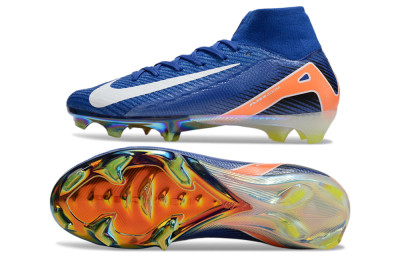 Nike Air Zoom Mercurial Superfly 10 Elite FG High-Tops Football Boots - Blue/White/Orange/Gold