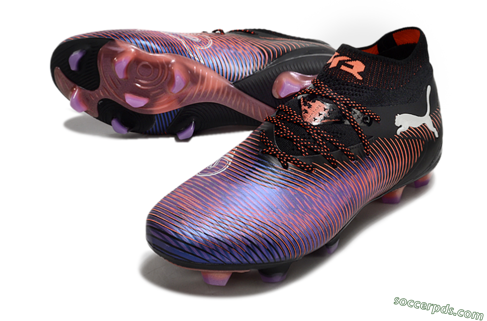 Puma Future 8 Ultimate FG Low-Tops Football Boots - Black/Purple/Red 3