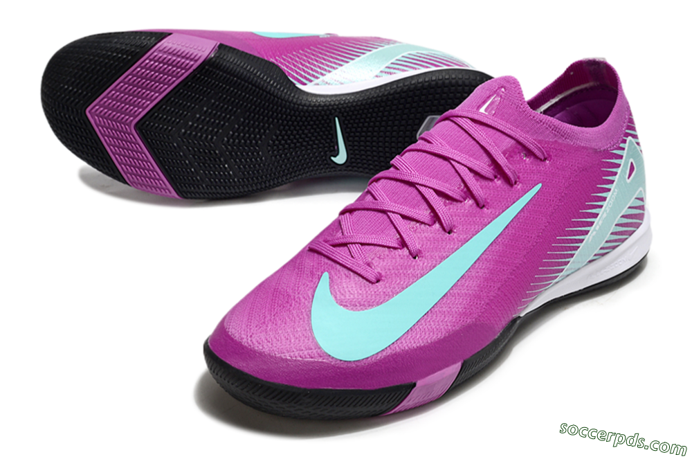 Nike Air Zoom Mercurial Vapor 16 Elite IC Low-Tops Football Shoes - Purple/Jade/White 3