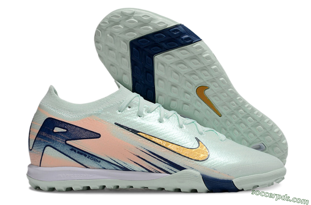 Nike Air Zoom Mercurial Vapor 16 Elite TF Low-Tops Football Shoes - Jade/Gold/Blue 1