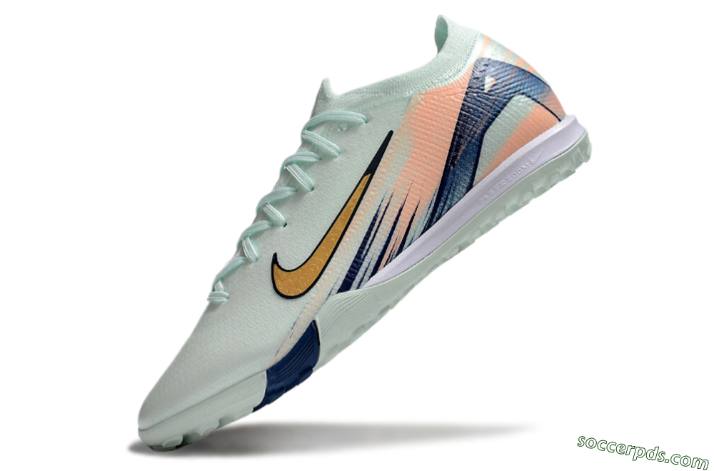 Nike Air Zoom Mercurial Vapor 16 Elite TF Low-Tops Football Shoes - Jade/Gold/Blue 5