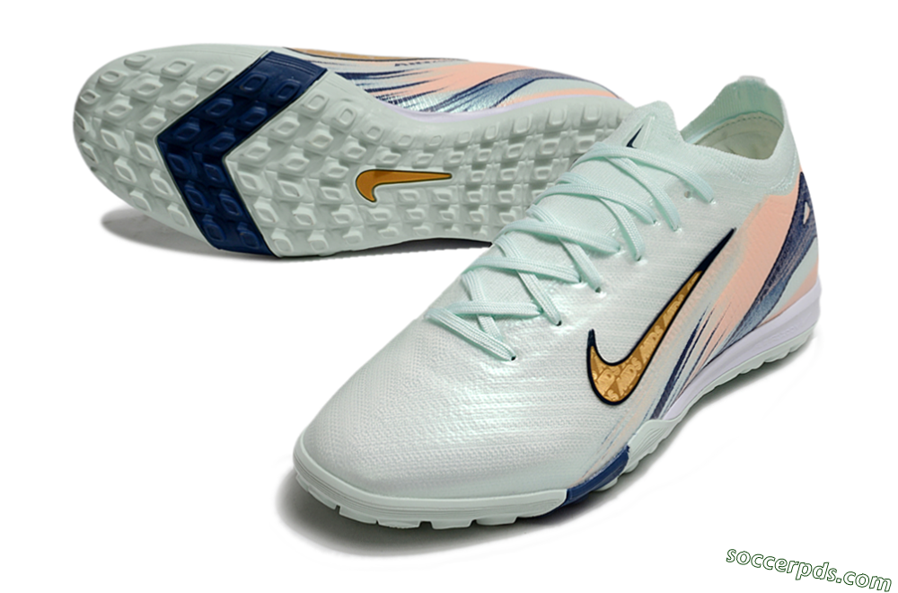 Nike Air Zoom Mercurial Vapor 16 Elite TF Low-Tops Football Shoes - Jade/Gold/Blue 3